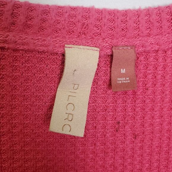 Anthropologie Pilcro Ruffle Sleeve Waffle Knit Sweater Size Medium - Picture 7 of 8